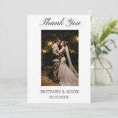 Minimalistisches Einfaches Skript mit Hochzeitsken Dankeskarte (Stehend Vorderseite)