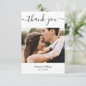 Minimalistisches einfaches Skript mit Hochzeitsskr Dankeskarte (Stehend Vorderseite)