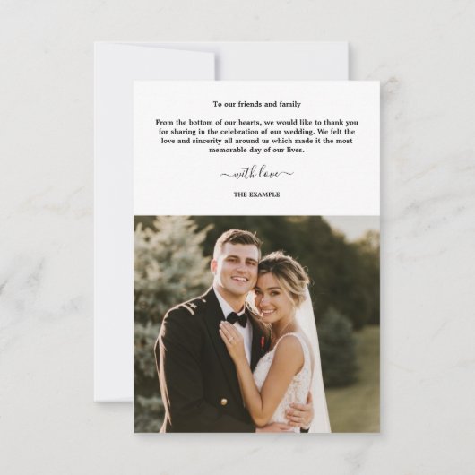 Minimalistisches einfaches Skript mit Hochzeitsskr Dankeskarte (Rückseite)