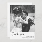 Minimalistisches einfaches Skript mit Wedding Foto Dankeskarte (Vorne/Hinten)