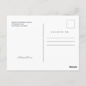 Minimalistisches einfaches Skript Save the Date Postkarte (Rückseite)