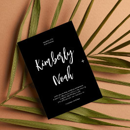 Minimalistisches einfaches Skript Schwarzweiß Hoch Einladung