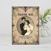 Minimalistisches Einfaches Skript Vintager Horror  Dankeskarte (Stehend Vorderseite)