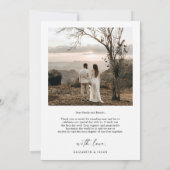 Minimalistisches einfaches SkriptWedding-Foto Dankeskarte (Rückseite)