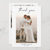 Minimalistisches einfaches SkriptWedding-Foto Dankeskarte (Vorne/Hinten)