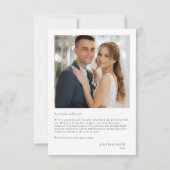 Minimalistisches einfaches SkriptWedding-Foto Dankeskarte (Rückseite)