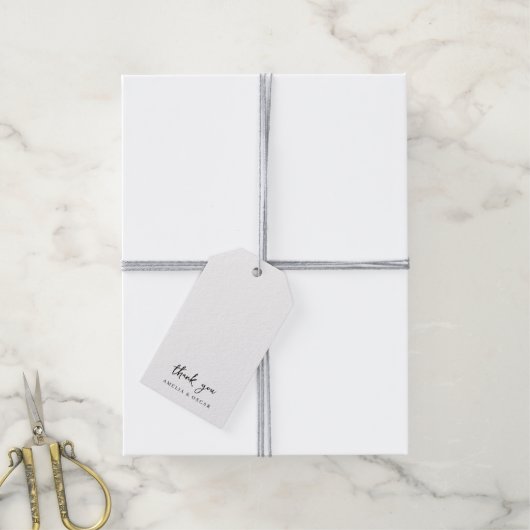 Minimalistisches einfaches Weiß Danke Hochzeit Geschenkanhänger (Mit Garn)