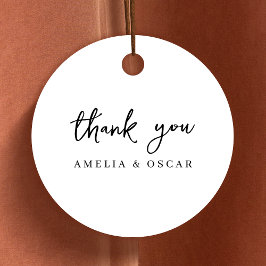 Minimalistisches einfaches Weiß Danke Hochzeit Geschenkanhänger