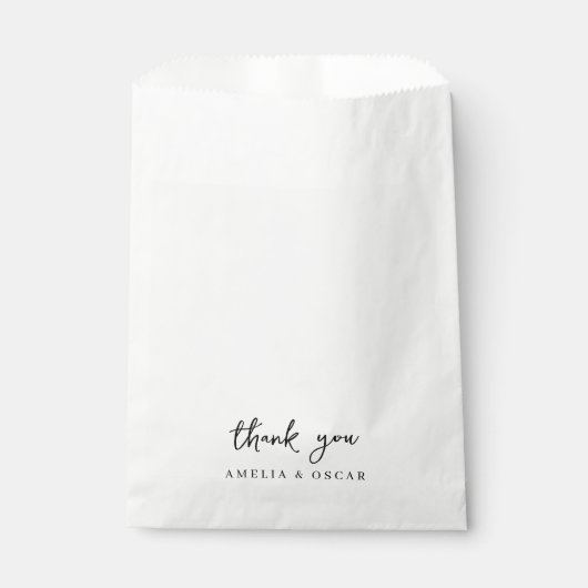 Minimalistisches einfaches Weiß Danke Hochzeit Geschenktütchen (Vorderseite)