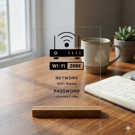 Minimalistisches einfaches WLAN-Zone-Kennwort Acrylschild