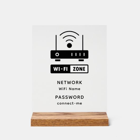 Minimalistisches einfaches WLAN-Zone-Kennwort Acrylschild (Vorderseite)