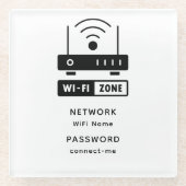 Minimalistisches einfaches WLAN-Zone-Kennwort Glasuntersetzer (Vorderseite)
