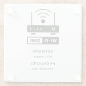Minimalistisches einfaches WLAN-Zone-Kennwort Glasuntersetzer (Rückseite)