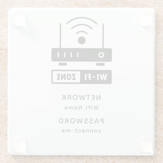 Minimalistisches einfaches WLAN-Zone-Kennwort Glasuntersetzer (Rückseite)