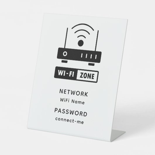 Minimalistisches einfaches WLAN-Zone-Kennwort Sockelschild (Vorderseite)