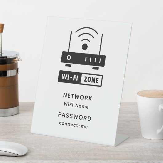 Minimalistisches einfaches WLAN-Zone-Kennwort Sockelschild (In SItu)