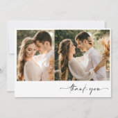 Minimalistisches Einfaches Zwei-Foto Hochzeit Dank Dankeskarte (Vorderseite)
