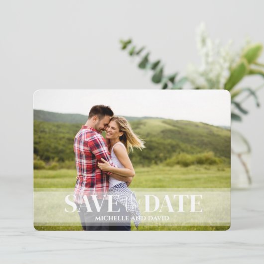 Minimalistisches Einfaches Zwei-Foto | QR-Code-Web Save The Date (Stehend Vorderseite)