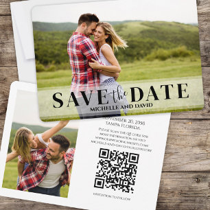 Minimalistisches Einfaches Zwei-Foto   QR-Code-Web Save The Date