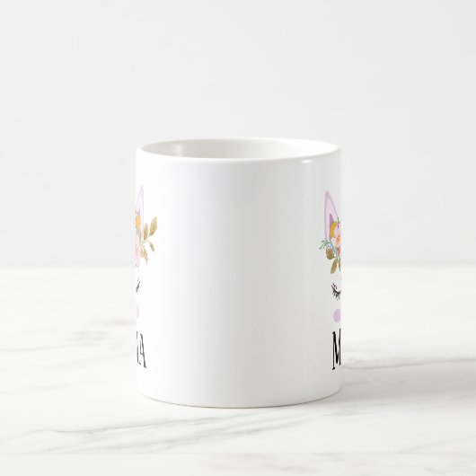 Minimalistisches Einhorn-Skript-Green Regenbogenma Kaffeetasse (Mittel)