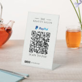 Minimalistisches einzelnes PayPal-QR-Code-Scan-to- Sockelschild (In SItu)