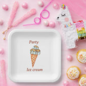 Minimalistisches Eiscreme-Party Pappteller (Party)