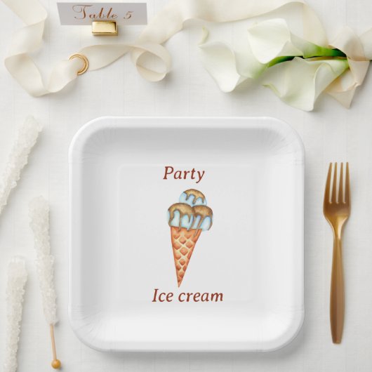 Minimalistisches Eiscreme-Party Pappteller (Hochzeit)