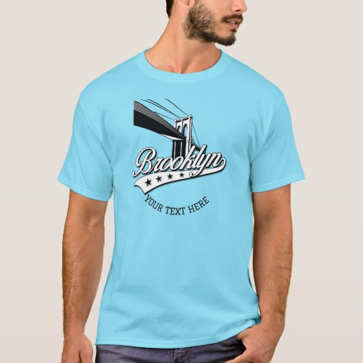 Minimalistisches Elegant Brooklyn Design Blaues Sh T-Shirt (Vorderseite)