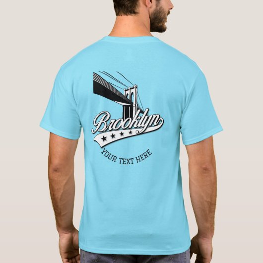 Minimalistisches Elegant Brooklyn Design Blaues Sh T-Shirt (Rückseite)