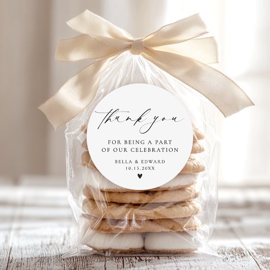 Minimalistisches Elegant Danke Hochzeit Runder Aufkleber