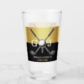 Minimalistisches Elegant Golf Monogram Glas (Rückseite)
