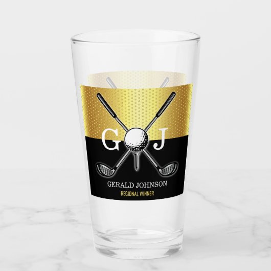 Minimalistisches Elegant Golf Monogram Glas (Vorderseite)