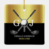 Minimalistisches Elegant Golf Monogram Keramikornament (Rückseite)