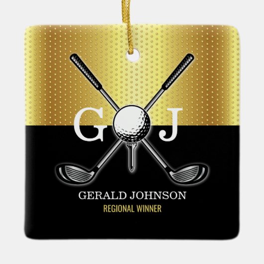 Minimalistisches Elegant Golf Monogram Keramikornament (Vorderseite)