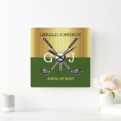 Minimalistisches Elegant Golf Monogram Quadratische Wanduhr (Zuhause)