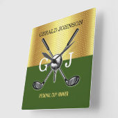 Minimalistisches Elegant Golf Monogram Quadratische Wanduhr (Winkel)