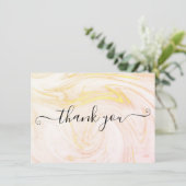 Minimalistisches Elegant-Marble-Skript Dankeskarte (Stehend Vorderseite)