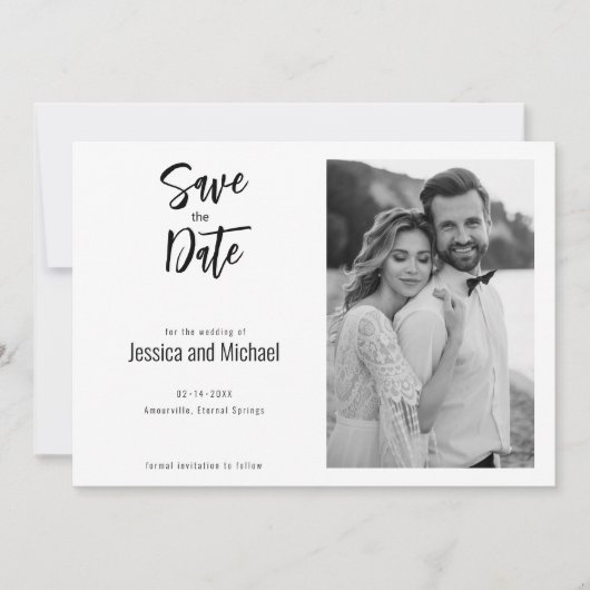 💍 Minimalistisches Elegant mit Foto Save The Date (Vorderseite)