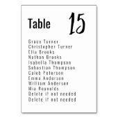 💍 Minimalistisches Elegant mit Gästeliste Tischnummer (Vorderseite)