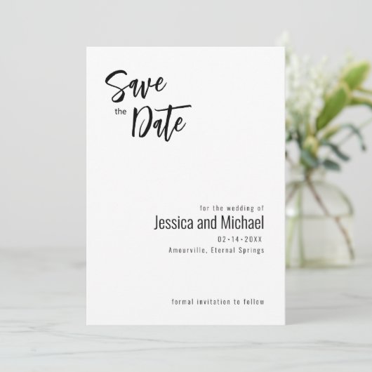 💍 Minimalistisches Elegant Save The Date (Stehend Vorderseite)