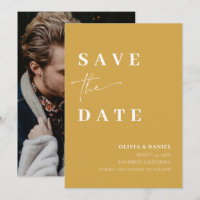 Minimalistisches Elegant Senf Foto Save the Date