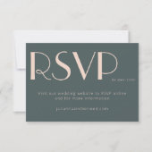 Minimalistisches elegantes Aquamarin Blush Wedding RSVP Karte (Vorderseite)
