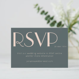 Minimalistisches elegantes Aquamarin Blush Wedding RSVP Karte
