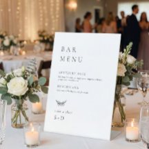 Minimalistisches Elegantes Bar Menu Hochzeitszeich