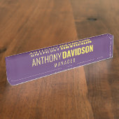 Minimalistisches elegantes Berufliches Indigo & Ge Namensplakette (Seite)