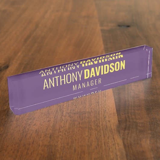 Minimalistisches elegantes Berufliches Indigo & Ge Namensplakette (Seite)