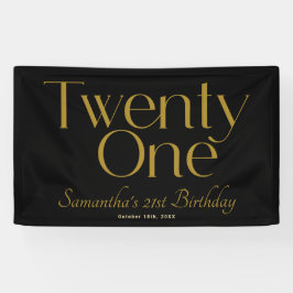 Minimalistisches elegantes Black Gold 21. Geburtst Banner