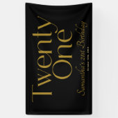 Minimalistisches elegantes Black Gold 21. Geburtst Banner (Vertikal)