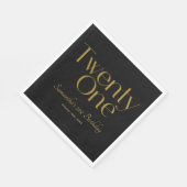 Minimalistisches elegantes Black Gold 21. Geburtst Serviette (Ecke)