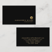 Minimalistisches elegantes Black-Gold-Monogramm Visitenkarte (Vorne/Hinten)